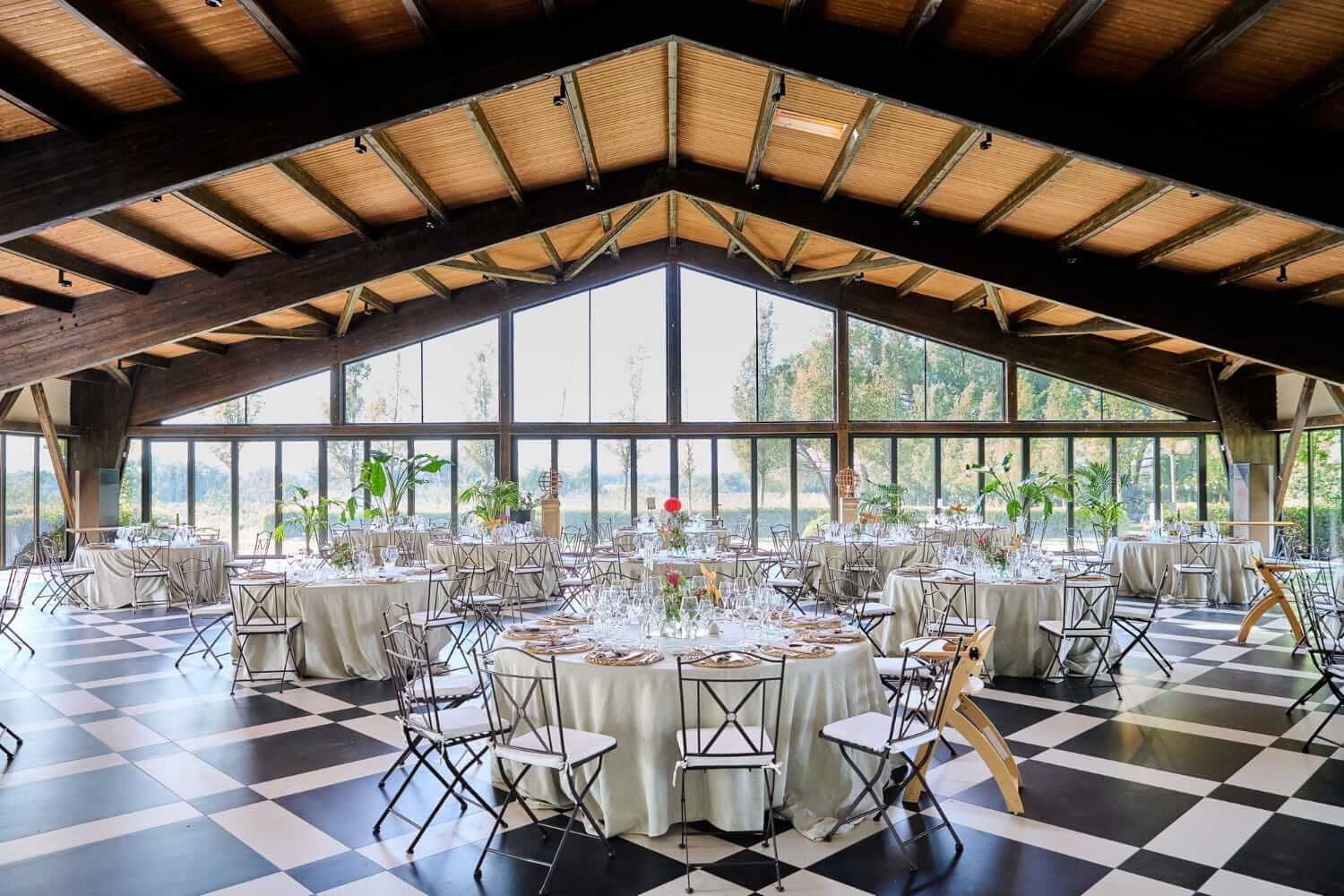 Hotel ballroom set up for a medium-sized Malaysian wedding reception